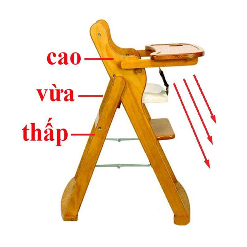 Ghế Gỗ Ăn Dặm Cho Bé - Xếp Gọn và Điều Chỉnh Được Độ Cao Thấp 2