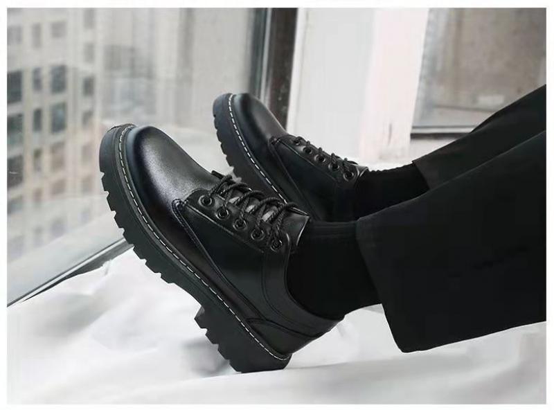 Product Introduction of Leather shoes men's all-match casual height increasing insole shoes men's black student youth leather shoes 19