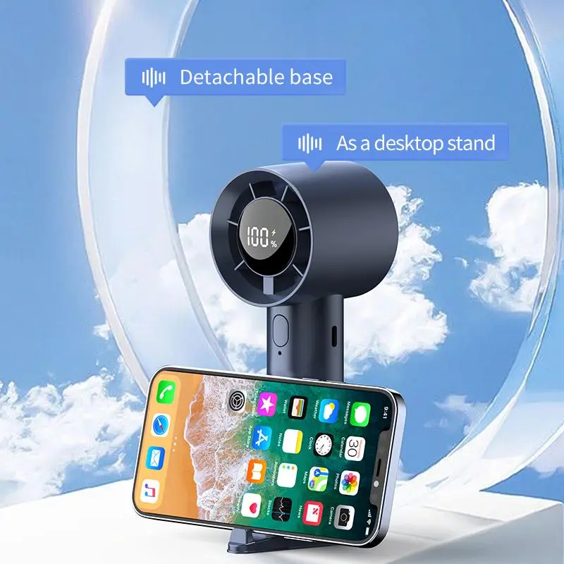 Portable Handheld Fan, 100 Speed Wind Control Rechargeable Fan with Digital Display, Suitable for Indoor and Outdoor Use, Summer Must-have 7