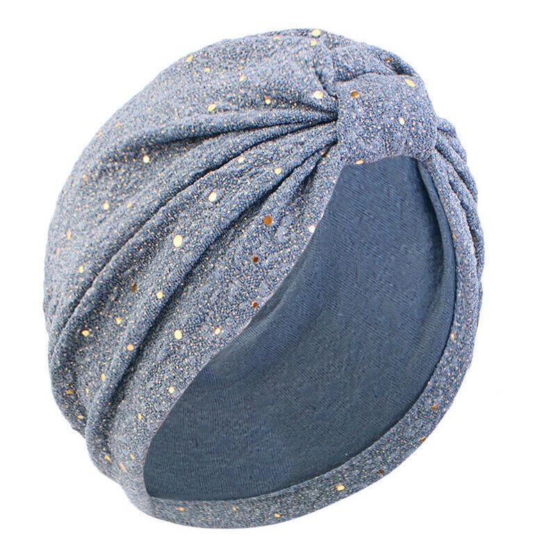 Turban Hat Muslim Stretchy Glitter Sequins Headscarf Hijab Cap Women Head Wrap Hats Party 8