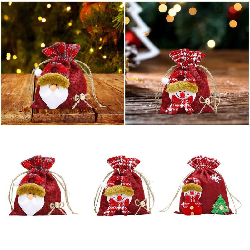 Christmas Drawstring Gift Bag Treat Pouch Sack for Goody Party Favor Winter 4