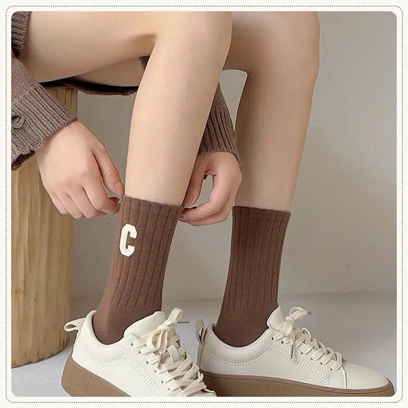 Lố 10 Đôi Tất Nữ Phong Cách Hàn Quốc chữ C, Vớ Cổ Cao Cottton Mềm Voi tat  gaucocao combo  10 len 4