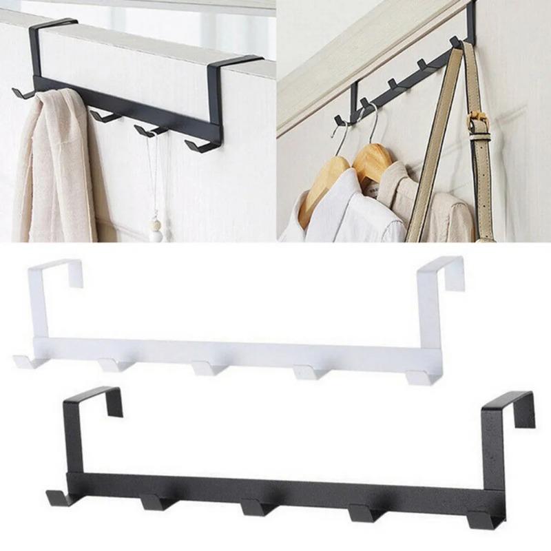 Product Introduction of No Punching 5 Hooks Door Rear Hook Wrought Iron Clothes Bag Hanger Hat Sundries Storage Rack Hanger Home Bathroom Organizer 9