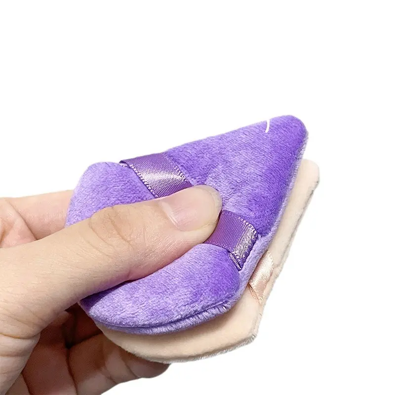 Cotton Powder Puff Triangle Upright Pile Powder Puff Multi-Color Wet and Dry Flocking Powder Puff Makeup Sponge Powder Puff