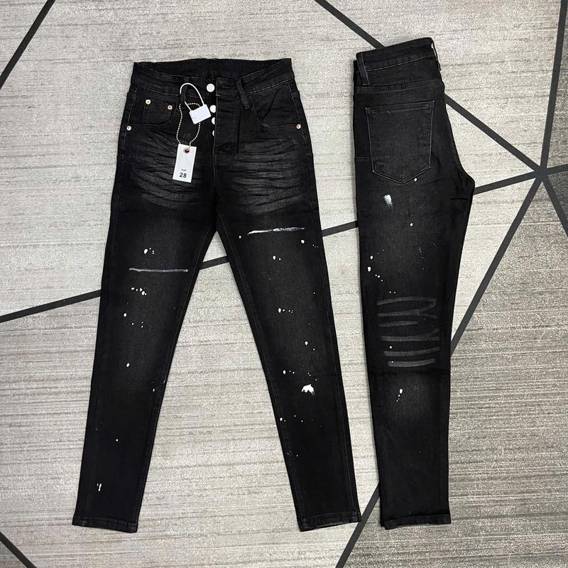  Quần jean pơ bồ đen vẩy sơn trơn dập nhăn tang lụa host trenn bản super A15 có bigsize từ 40 đến 115kg Nam Pants Menswear 