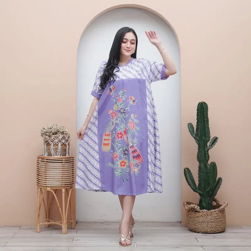 Daster payung encim motif parang-Daster bahan rayon premium busui freindly motif bunga lengan pendek ukuran standar ld 110 Pb 115 baju rumahan adem homedress kekinian adem nyaman dipakai Panjang Kain Ibu Menyusui 4
