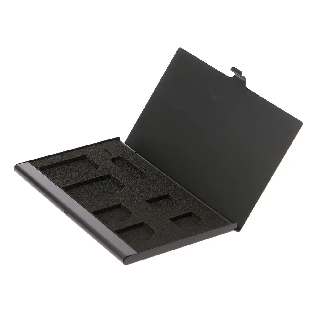 Monolayer Aluminum Alloy Sim Card Box for 1 Card Pin + 6 SIM Cards Holder Protector Storage Case-