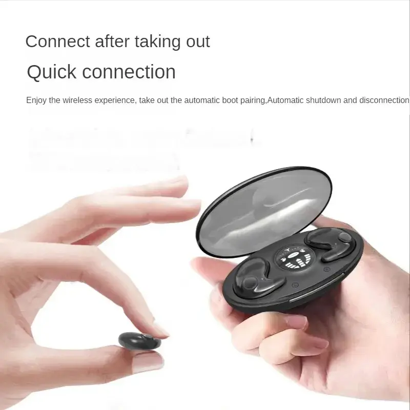 Tai nghe âm thanh nổi vô hình cho giấc ngủ, tai nghe Bluetooth không dây chống nước IPX5, tai nghe nhét tai có mic cho điện thoại Bluetooth 5.3 Led Nghe Nhạc Earphone 4