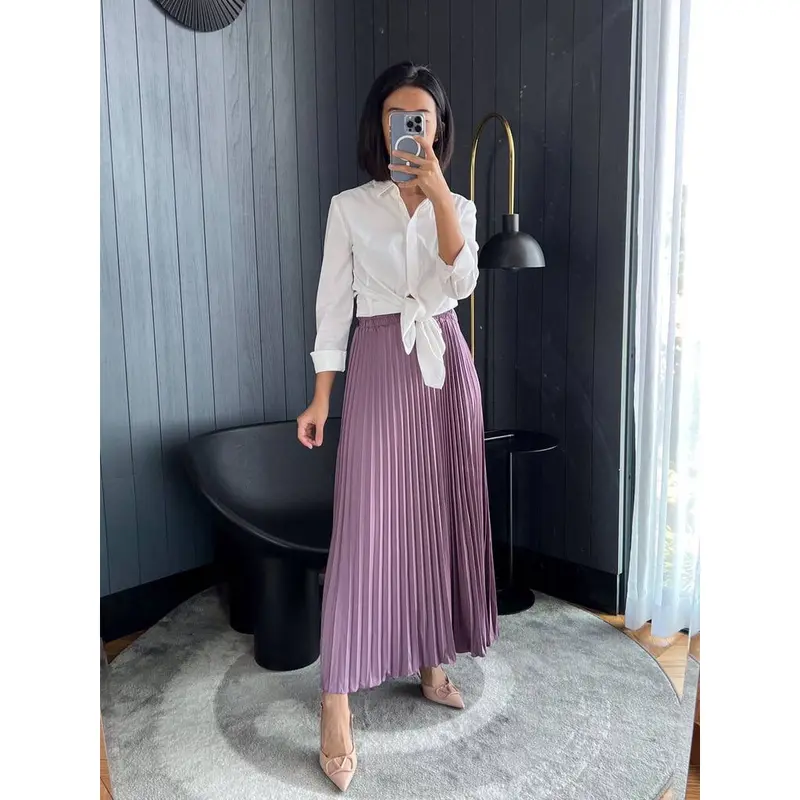 Rok Plisket Mayung / Rok Plisket / Plisket Premium / Pleated Skirt / rok kerja Wanita Panjang Casual Hitam Pendek Serut 6