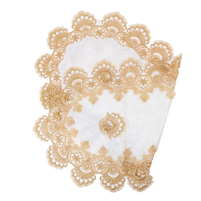 Product Introduction of Elegant Table Center Decor for Home, Oval Lace Trimmed Table Runner, Floral Pattern Wedding Dining Table Cloth 21