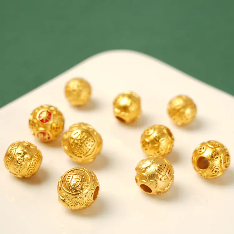 PSY Gold Filled Round Bead Bracelet Accessories Gold Beads Loose Beads Bracelet Spacer Beads Handmade Woven Beads Accessories Gold Beads