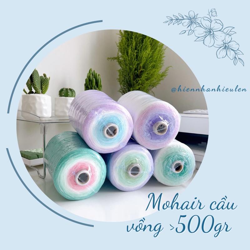   500+-10 gram  cối  Len mohair cầu vồng móc áo sweater cardigan khăn choàng 