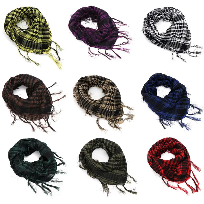 Tudung Gurun Arab, Bahan Lembut, Untuk Lelaki dan Wanita, Gaya Serban, Ringan, Berjumbai Berpetak, Sesuai untuk Aktiviti Luar, Tudung Uniseks