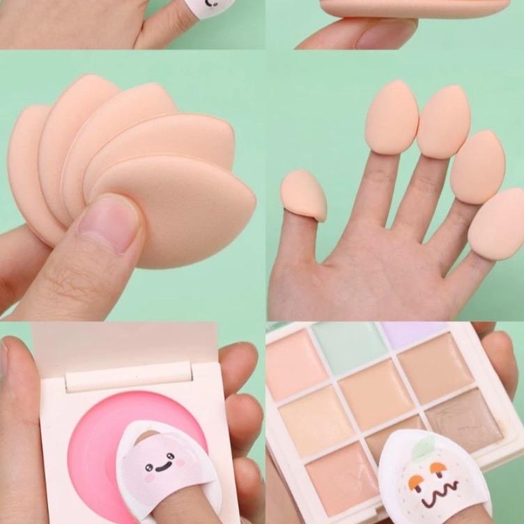 [MNS] Set 5 miếng mút mini đeo ngón tay đánh kem nền, che khuyết điểm, phấn nước , má hồng, dùng cả ướt và khô hình trái cây ngộ nghĩnh 1