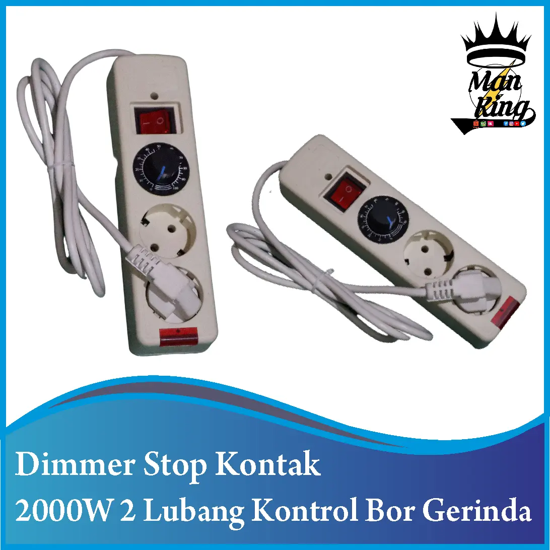 Stop Kontak Dimmer 2000W Kontrol bor gerinda lampu 2 Lubang DIY Kabel