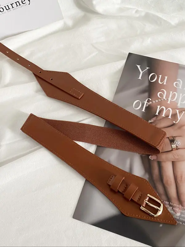 Women's Solid Color Pu Buckle Belt, 1 Count Fashionable Belt for Daily Wear, Casual Waistband for Jeans Trousers 6