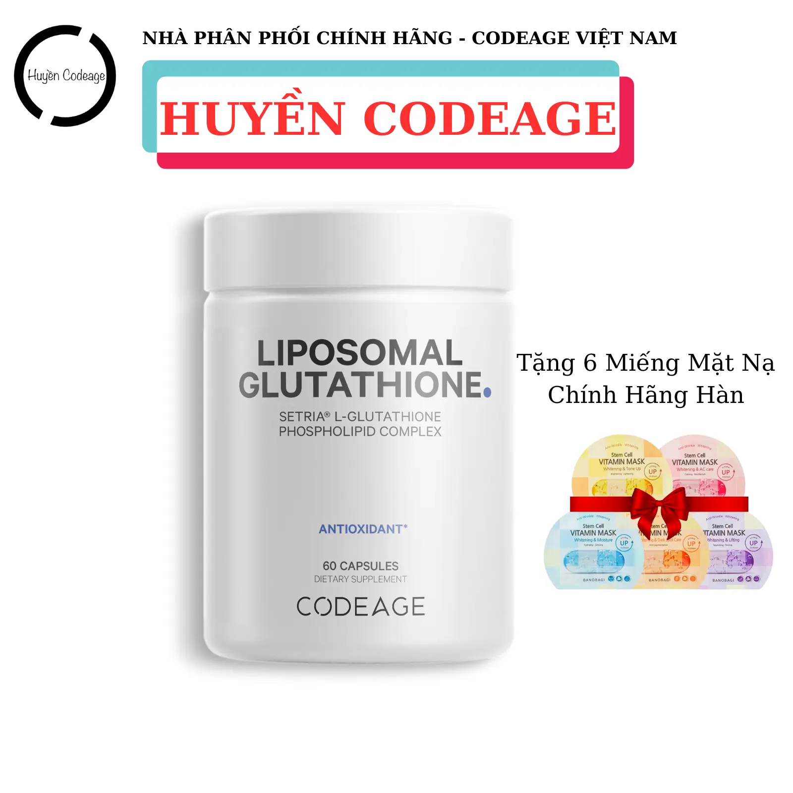 ( GLU 500) Viên Glutathione Liposomal Codeage 500mg ,Thực Phẩm Bảo Vệ Sức Khoẻ  60 viên 1hộp - HUYỀN CODEAGE