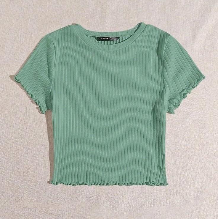 Atasan Crop Top // Lengan Pendek // material rib knit // Melar Wanita Polos Baju Kaos 0