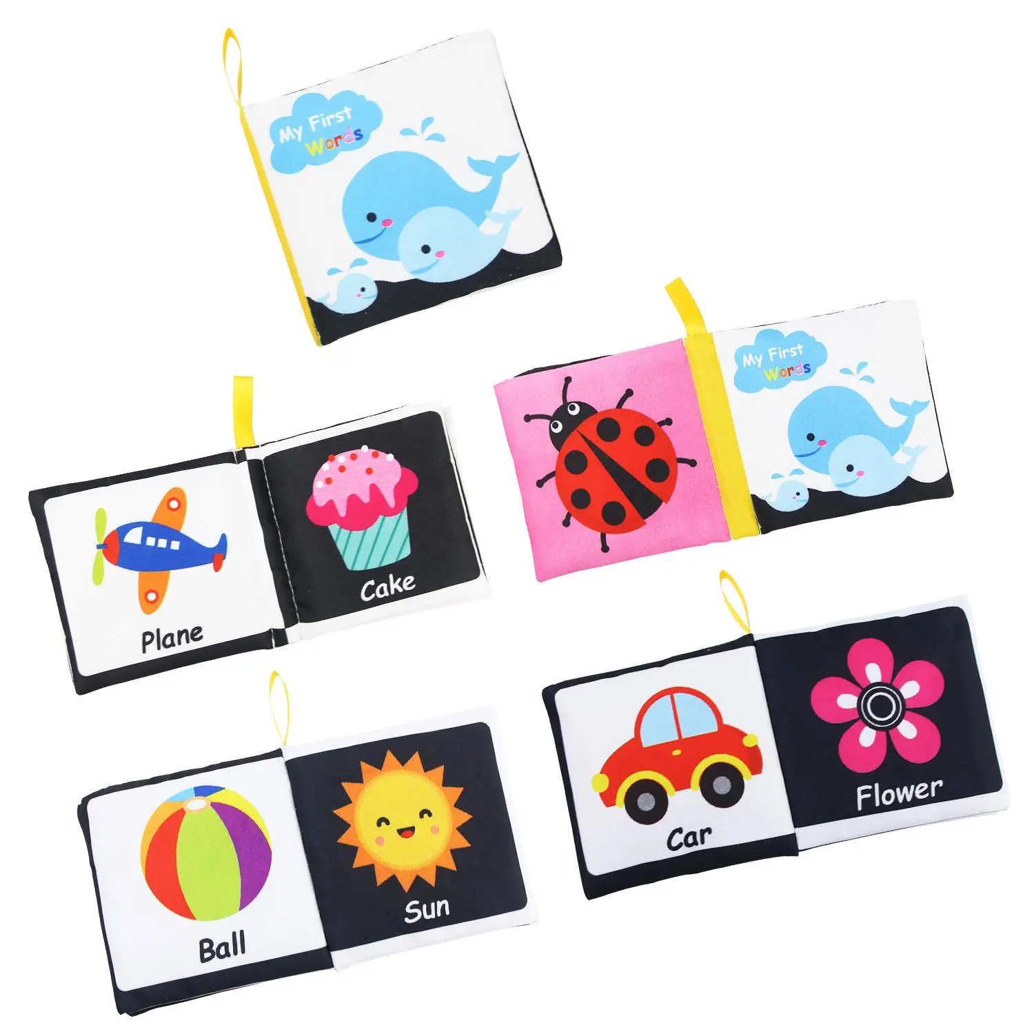 Baby Early Education Cloth Book, Soft Baby Books, Tear-proof Crinkle Cloth Books for Newborn Infant Babies, Animals Numbers Shapes Learning Book