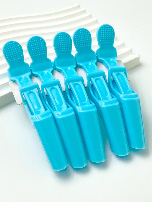 5pcs/set Women's Alligator Hair Clip, Solid Color Salon Hair Clips, Plastic Hair Clips, Daily Hairstyle for Hair Dyeing and Divisions, Barrettes 1