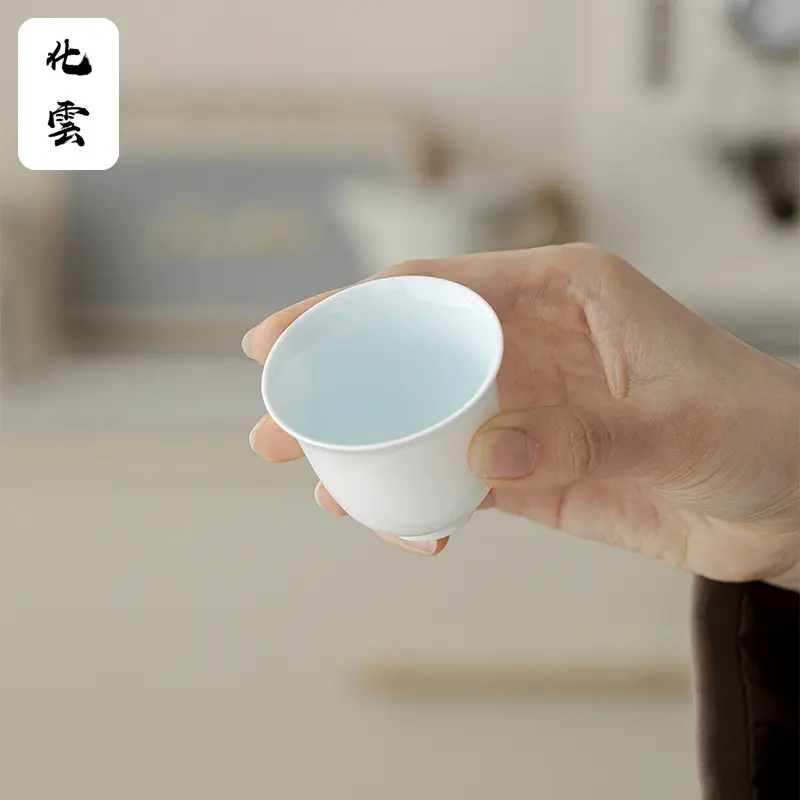 Tách Tasting Trà Gốm Sứ Trắng Đá Cẩm Thạch, Tráng Bên Trong Bằng Đá Cẩm Thạch Trắng, Thiết Kế Gió Dễ Thương, Thích Hợp Cho Bộ Trà Kung Fu, Cốc Nhỏ Uống Trà Gia Dụng, Tách Đơn