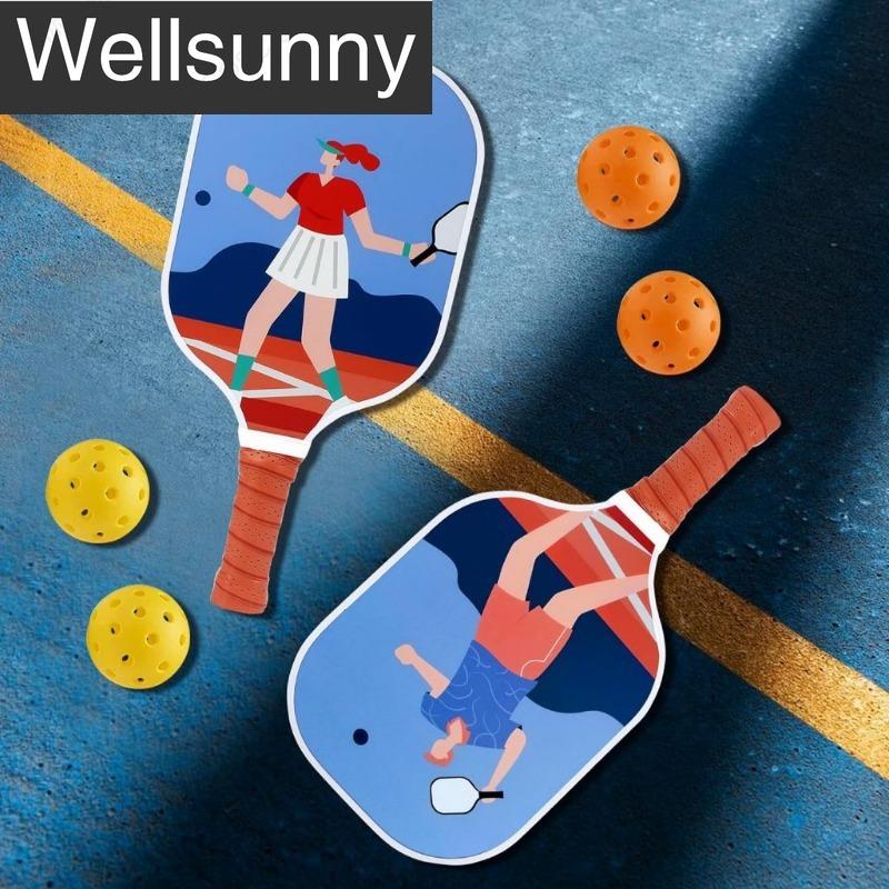 Bộ Mái Chèo Pickleball, Wellsunny, 2 Chiếc, Vợt Pickleball Chuyên Nghiệp, Với 4 Quả Bóng, 2 Khăn Tắm Và 1 Túi Pickleball, Mái Chèo Pickleball Sợi Thủy Tinh, Thích Hợp Cho Người Mới Bắt Đầu, Quà Tặng Thể Thao 4