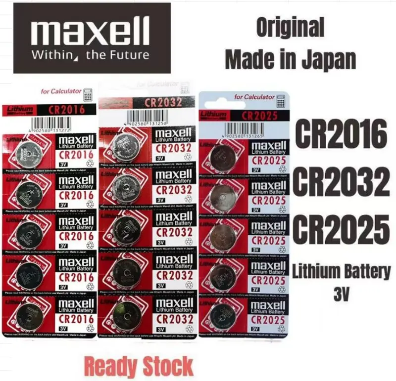 5pcs BATTERY PACK MAXELL JAPAN 3V CR2032 CR2016 CR2025 CR1616 CR1220 CR1620 CR1632EXP-CR1220 CR1620 CR1632 Accessories Long Lastin Phone Smartphone Lithium