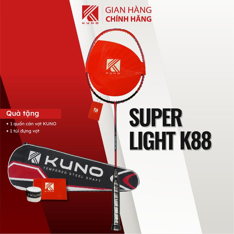 Vợt Cầu Lông KUNO Super Light K88 6U, Full Cacbon Trọng Lượng 72G Thân Dẻo, Công Thủ Toàn Diện, Tặng 1 Quấn Cán, 1 bao vợt, căng sẵn 11kg Sport