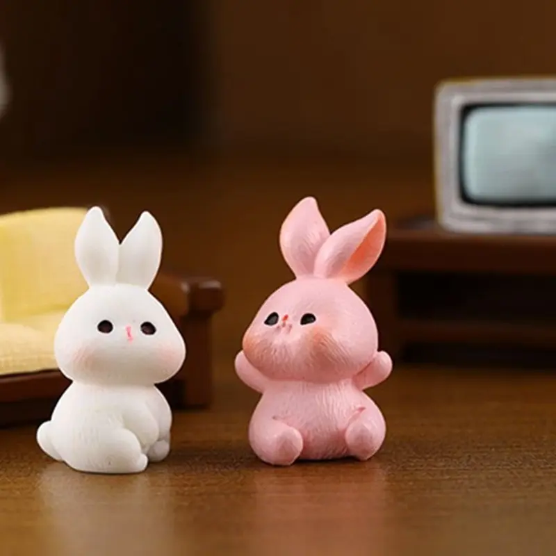 Đồ Trang Trí Thỏ, Tự Làm Sáng Tạo, Cảnh Quan Siêu Nhỏ Mini, Mô Hình Thỏ Resin, Thỏ Hoạt Hình Dễ Thương, Thu Nhỏ, Thích Hợp Cho Vườn Decor Decor Phòng 4
