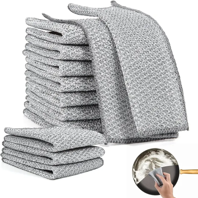 Reusable Dishcloth, 10pcs Multipurpose & Washable Dishcloth, Non-scratch Dishcloth for Kitchen, Sink & Pan, Household Cleaning Supplies 0