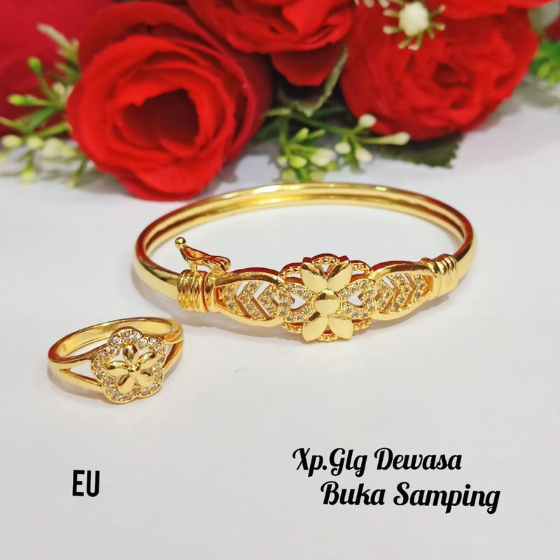 Gelang Wanita TITANIUM Model Bangkok Permata Zircon Free Cincin Anti Karat 6