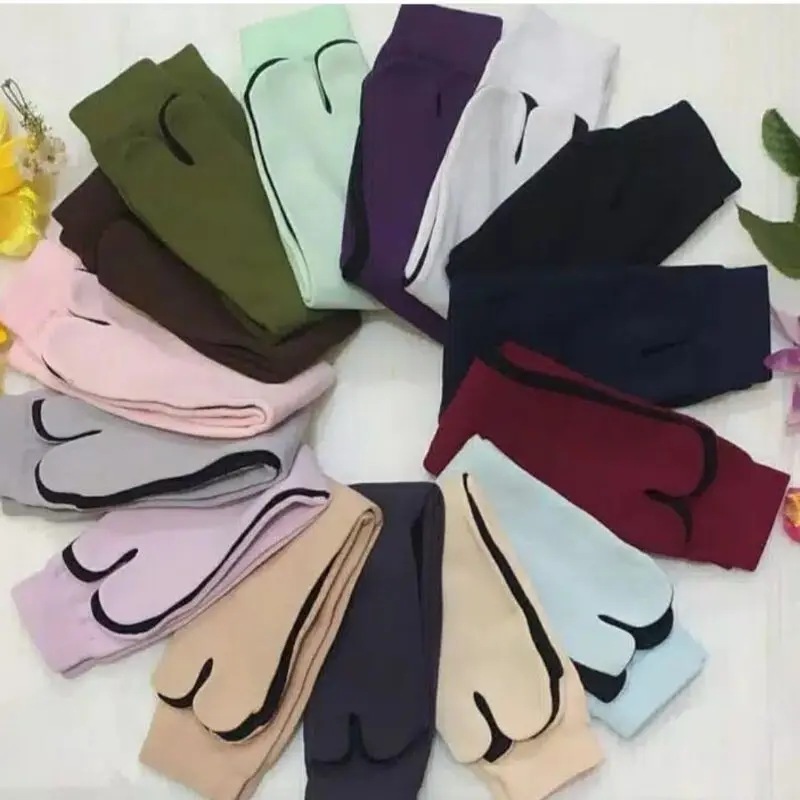 KAOS KAKI JARI JEMPOL NILON WARNA TELAPAK HITAM MOTIF POLOS WANITA MUSLIMAH DEWASA 5