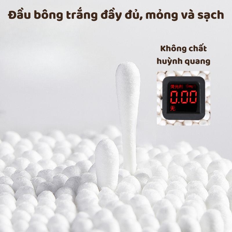 Tăm Bông Gói 100 PSC Bằng Gỗ Tre Chắc Chắn Tiện Lợi Bông Tăm Ngoáy Tai Tre Thân Thiên Môi Trường 5