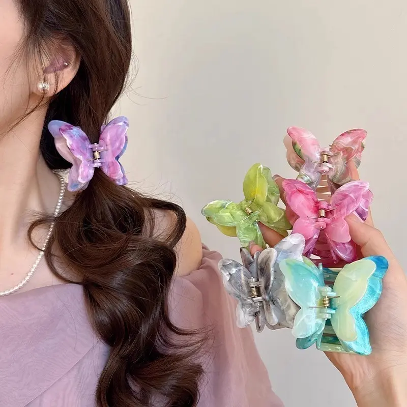 ED - 6.5CM JEPITAN RAMBUT BUTTERFLY MARBLE FASHION KOREAN PREMIUM / JEDAI KUPU KUPU GLOSSY DOUBLE WINGS 1