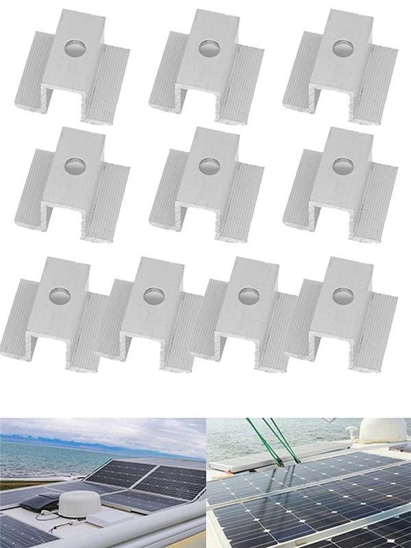 10Pcs Solar Middle Clamp PV For Frame Height 25-50MM Aluminum Alloy Solar Access 5