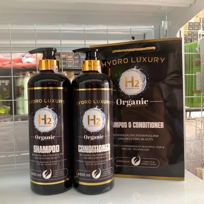 Cặp dầu gội xả dưỡng sinh siêu mượt H2 Hydro Luxury 800ml/chai trị gàu chống rụng và kích thích mọc tóc