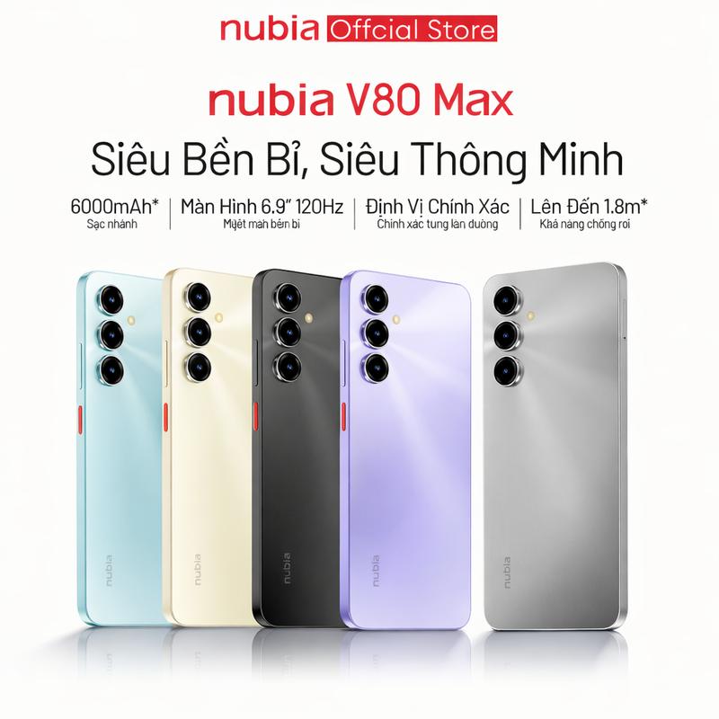[Mới] Điện thoại di động Nubia V80 Max I Pin 6000mAh I Màn hình 6.9" 120Hz I Hỗ trợ NFC I Bảo hành chính hãng 18 tháng