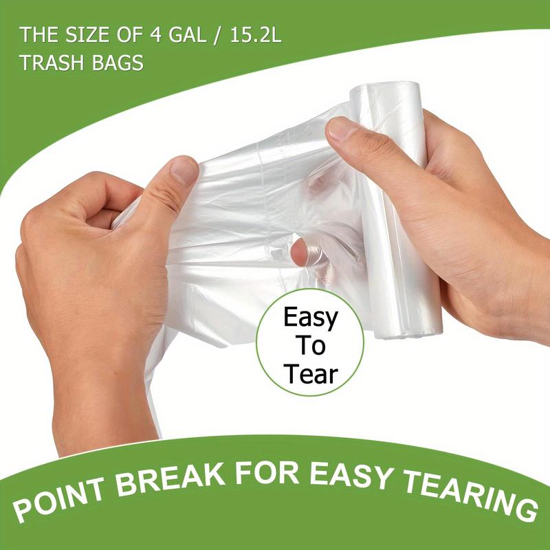 4 Gallon Trash Bag Strong, Leakage-free, Small Garbage Bags Unscented Thick for Home Bathroom, Office, Kitchen Small Trash Can, 15l, 100 Bags 4