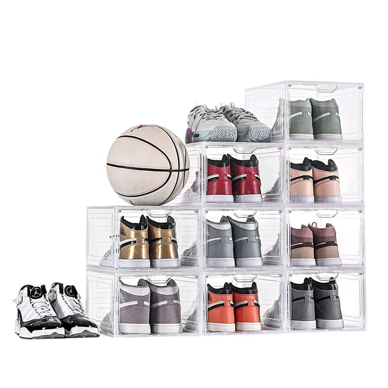 X-Large Shoe Storage Box, 6 Pack Clear Plastic Stackable Organizer with ...