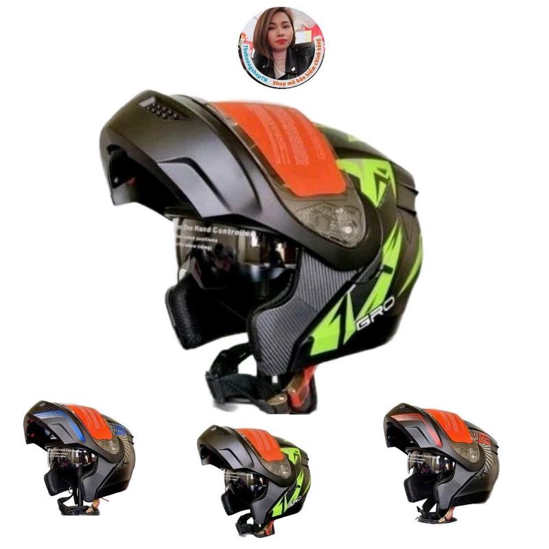 Mũ bảo hiểm Fullface GRO ST 25 cao cấp 2 kính tặng túi rút Đựng mũ Helmet