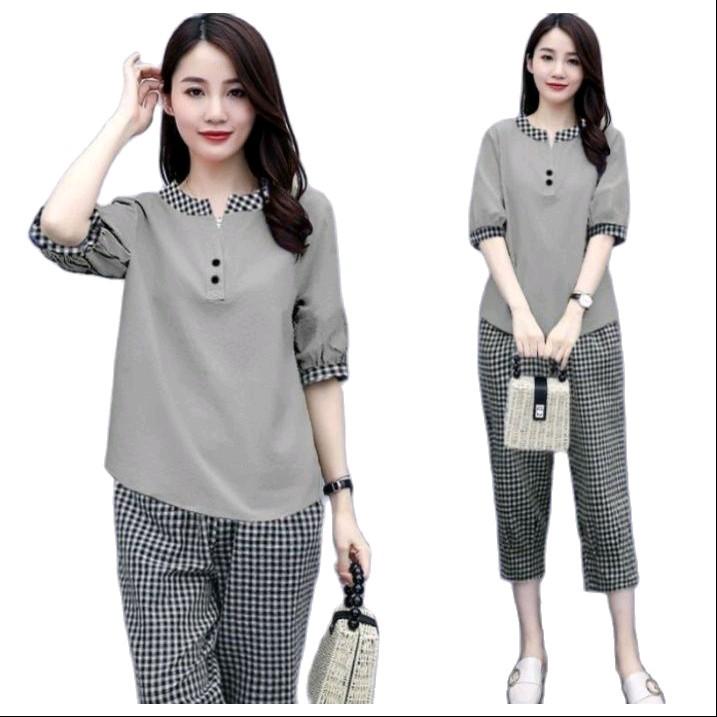 setelan wanita dewasa terbaru/baju one set viral/setelan wanita modern kekinian/pakaian wanita trend 5