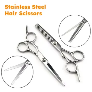 1pc/2pcs Gunting Potong Rambut Stainless Penipis Sasak Flat 6 inch Salon Barbershop Pangkas Rambut