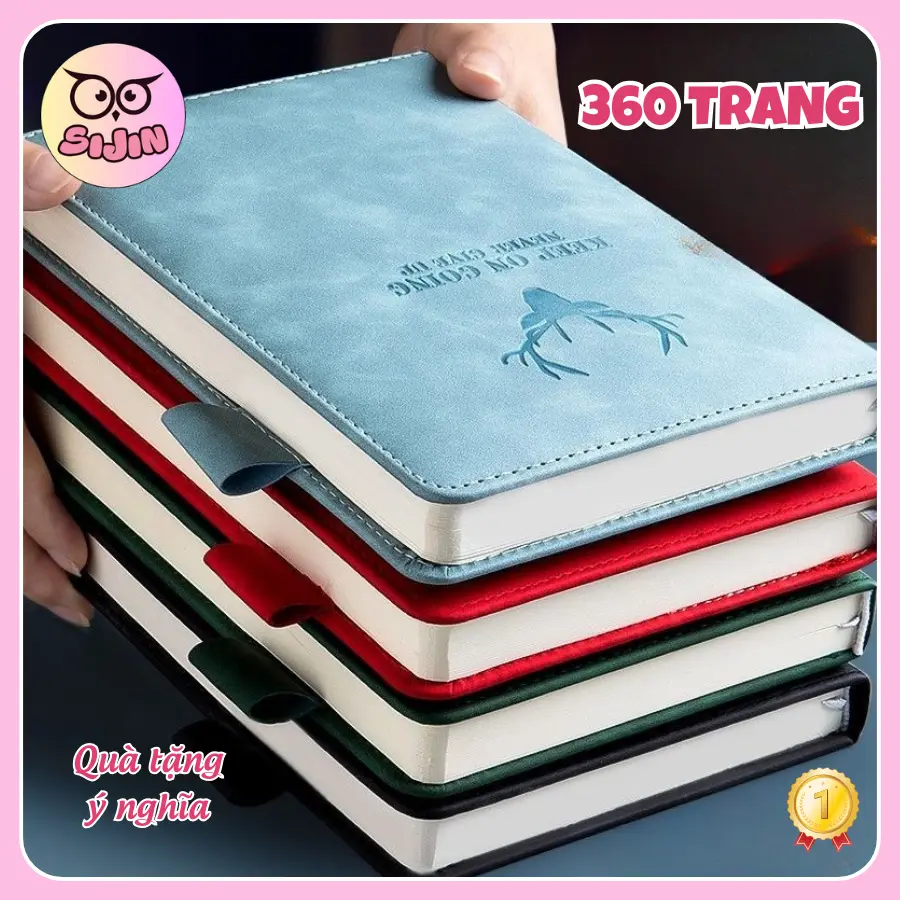 Sổ tay ghi chép bìa da PU A5 360 Trang, sổ da đầu hươu cao cấp - Sổ ghi chép cao cấp màu sắc sang trọng cho văn phòng viết nhật ký, làm quà tặng