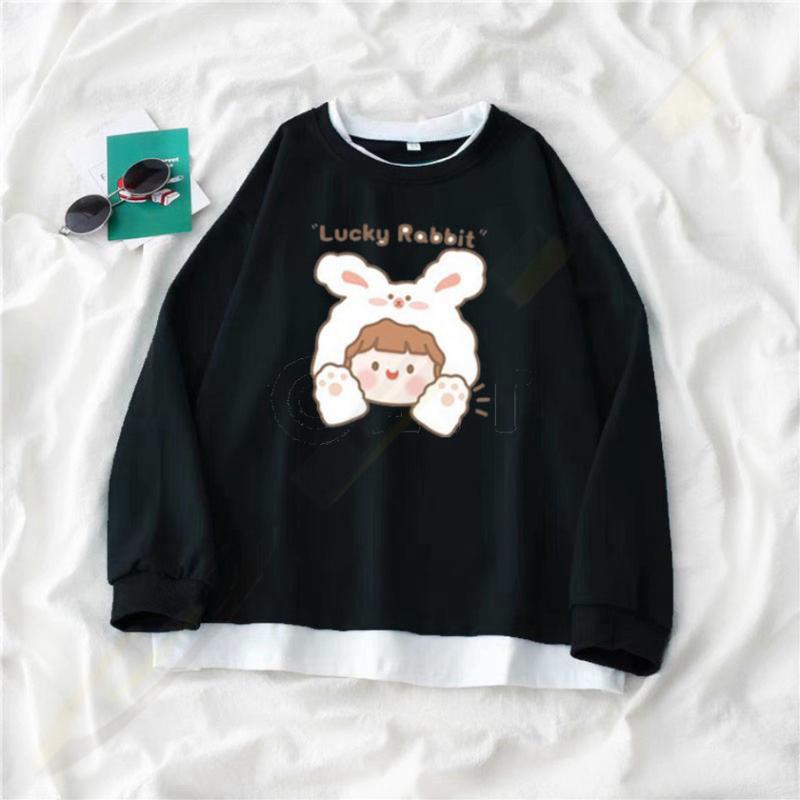 [MIỄN PHÍ SHIP]Sét áo nỉ bo gấu trắng  bé thỏ Lucky Kèmquần bom chun , Áo hooide Unisex from rộng, thiết kế phong cách hàn quốc I-Erina cute 3