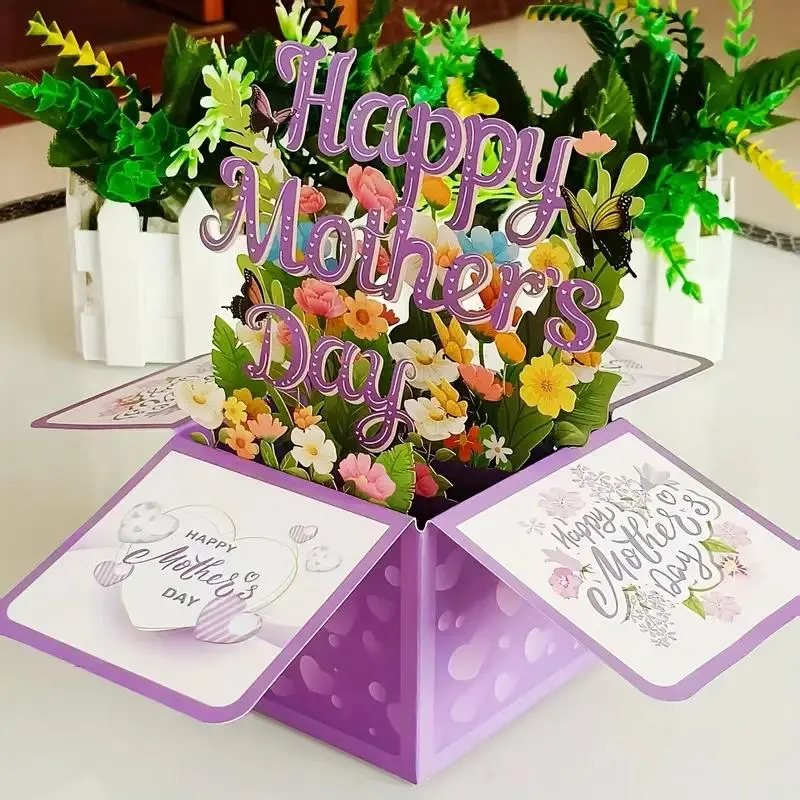3D Pop Up Mother's Day Card with Envelope, Flower Design Greeting Card, Birthday Gift for Mom, Gift for Her, Mother's Day Gift 3