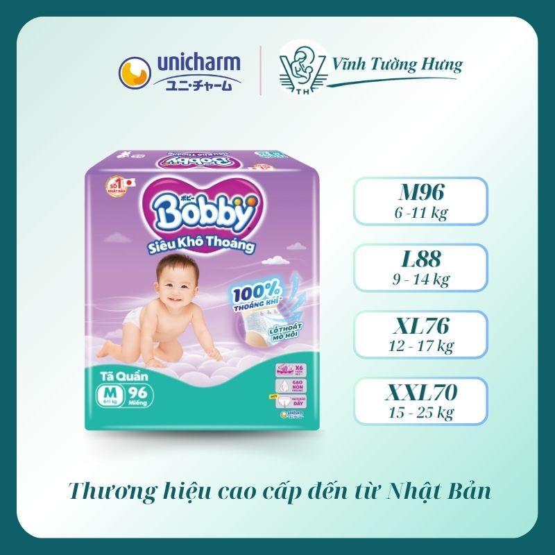 Combo 3 Tã Quần Bobby Ultra Bỉm Dành Cho Bé Siêu Tiết Kiệm Chính Hãng full size M96, L88, XL, 2XL