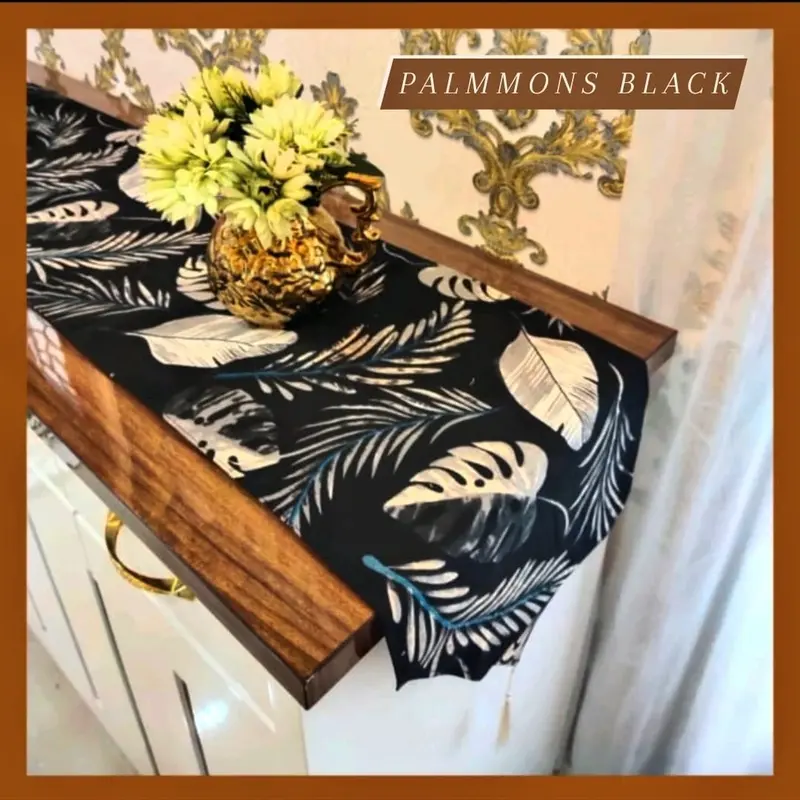 Taplak meja modern panjang 150cm untuk dekorasi ruang tamu bahan kain kanvas aneka motif Rumbai 6