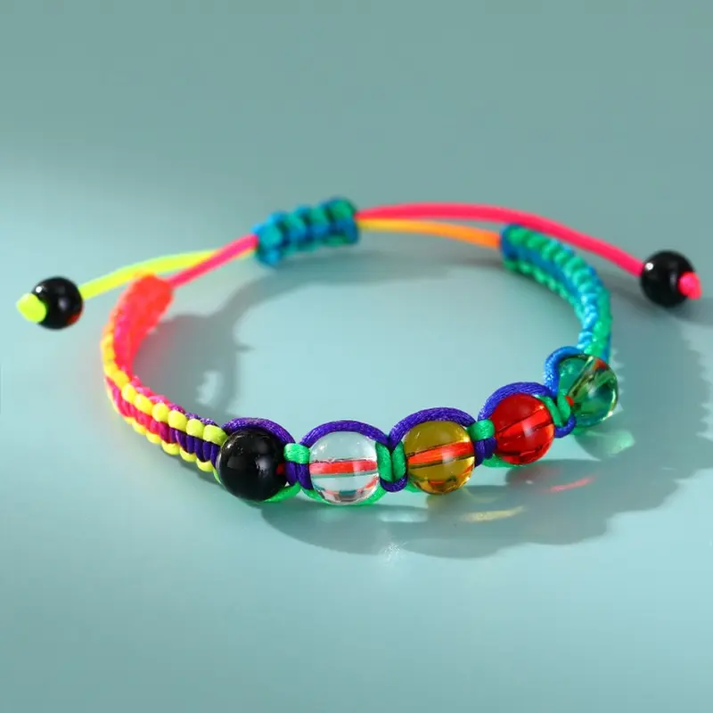 Vòng Tay Hạt Pha Lê Dây Thừng Buộc Thủ Công Phong Cách Boho, Dành Cho Phụ Nữ Và Trẻ Em Gái, Có Thể Điều Chỉnh, Vòng Tay Đính Cườm, Đồ Trang Sức Tay, Quà Tặng Bạn Bè, Hàng Mới Về 5
