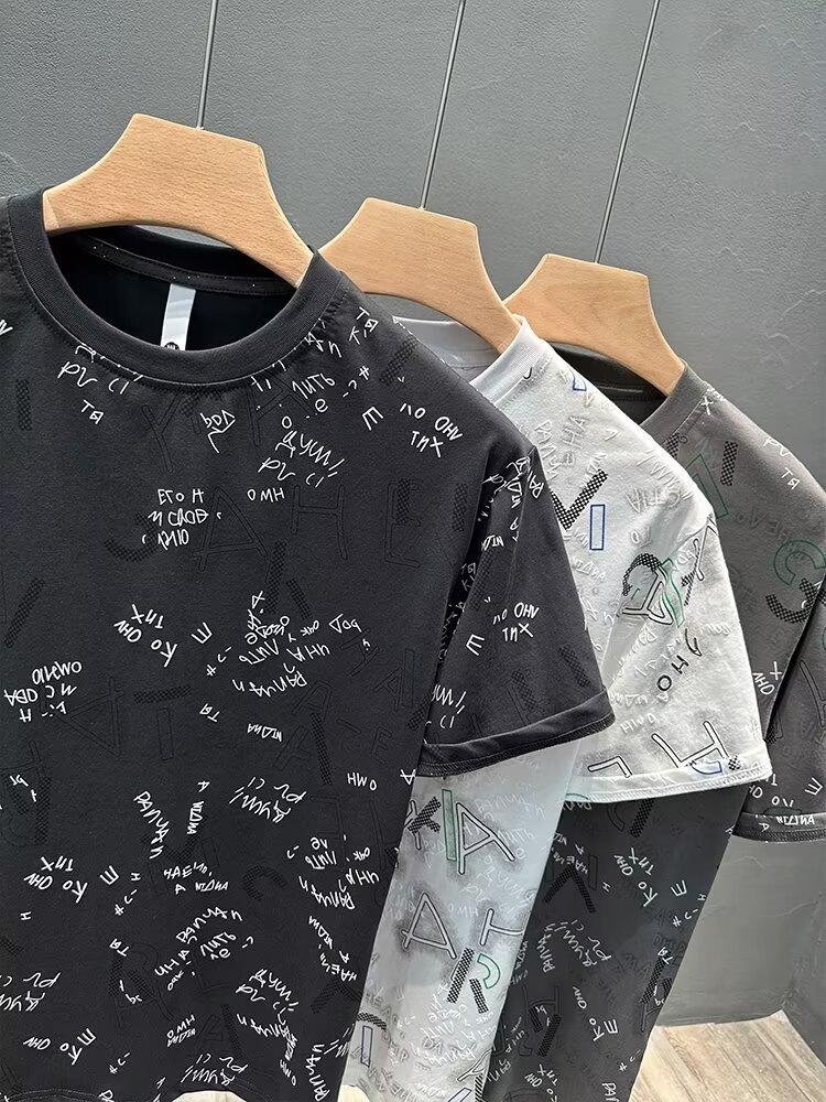 Product Introduction of Áo Thun ngắn Tay Thương Hiệu Thời Trang Nam, Dáng Rộng Vừa Vặn, Tay Lửng Áo, Hàng Mới Về 2024, Thời Trang Người Nổi Tiếng Trên Internet, Phong Cách Ins, Áo In Đơn Giản Menswear Cổ Tròn 7