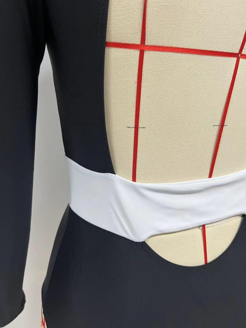 Product Introduction of Women's Colorblock Zipper Front Racing Swimwear, Casual Comfy Breathable Swimsuit for Beach Swimming Pool, Ladies Swimwear for All Seasons 7